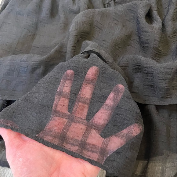 InWear Copenhagen Black Sheer Tiered Babydoll Dress, Balloon Sleeves, Size 4 - Picture 14 of 16